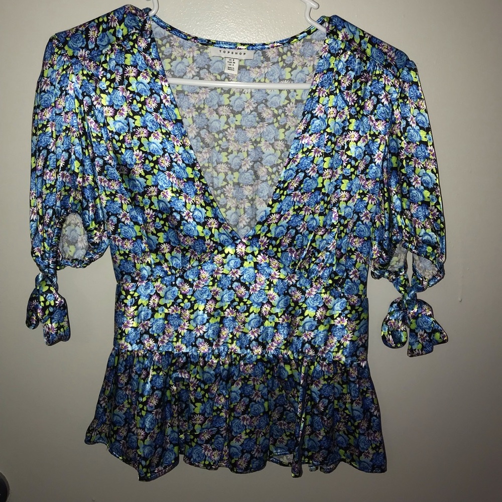 Topshop floral viscose blouse